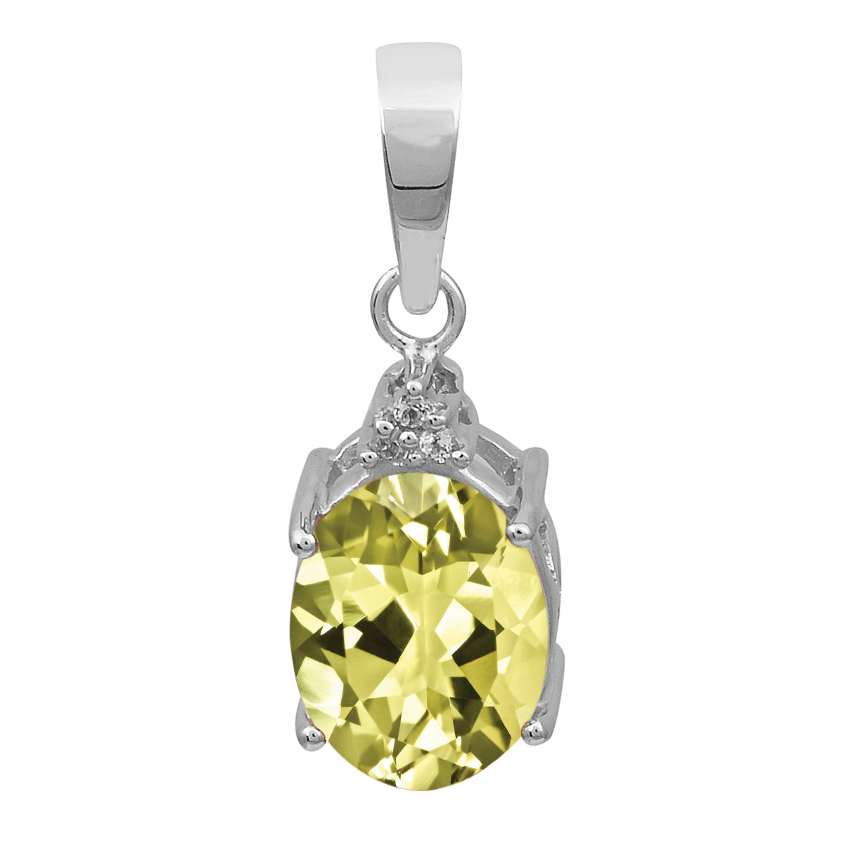 Oval Multi-Stone Solitaire Pendant – Sterling Silver
