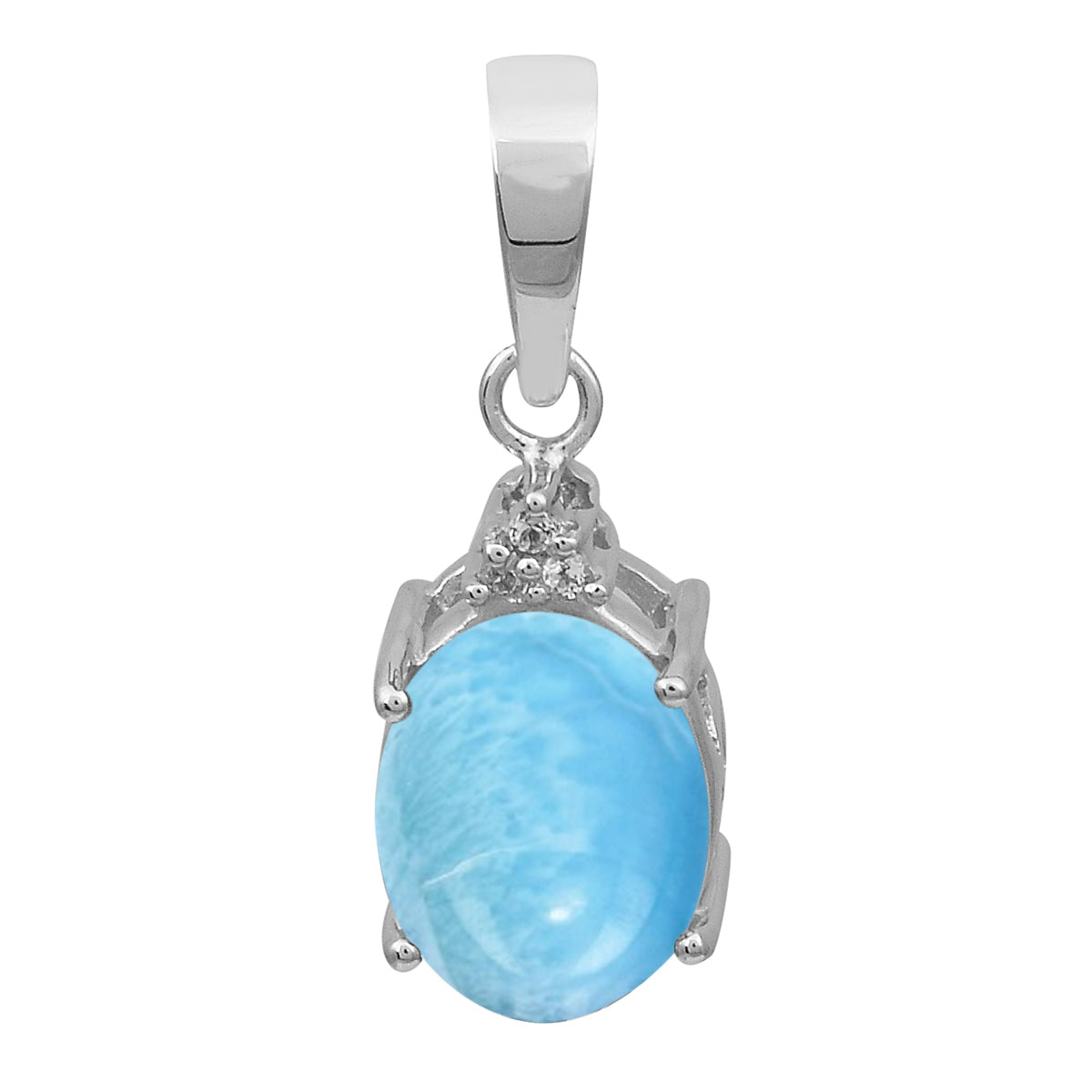 Oval Multi-Stone Solitaire Pendant – Sterling Silver