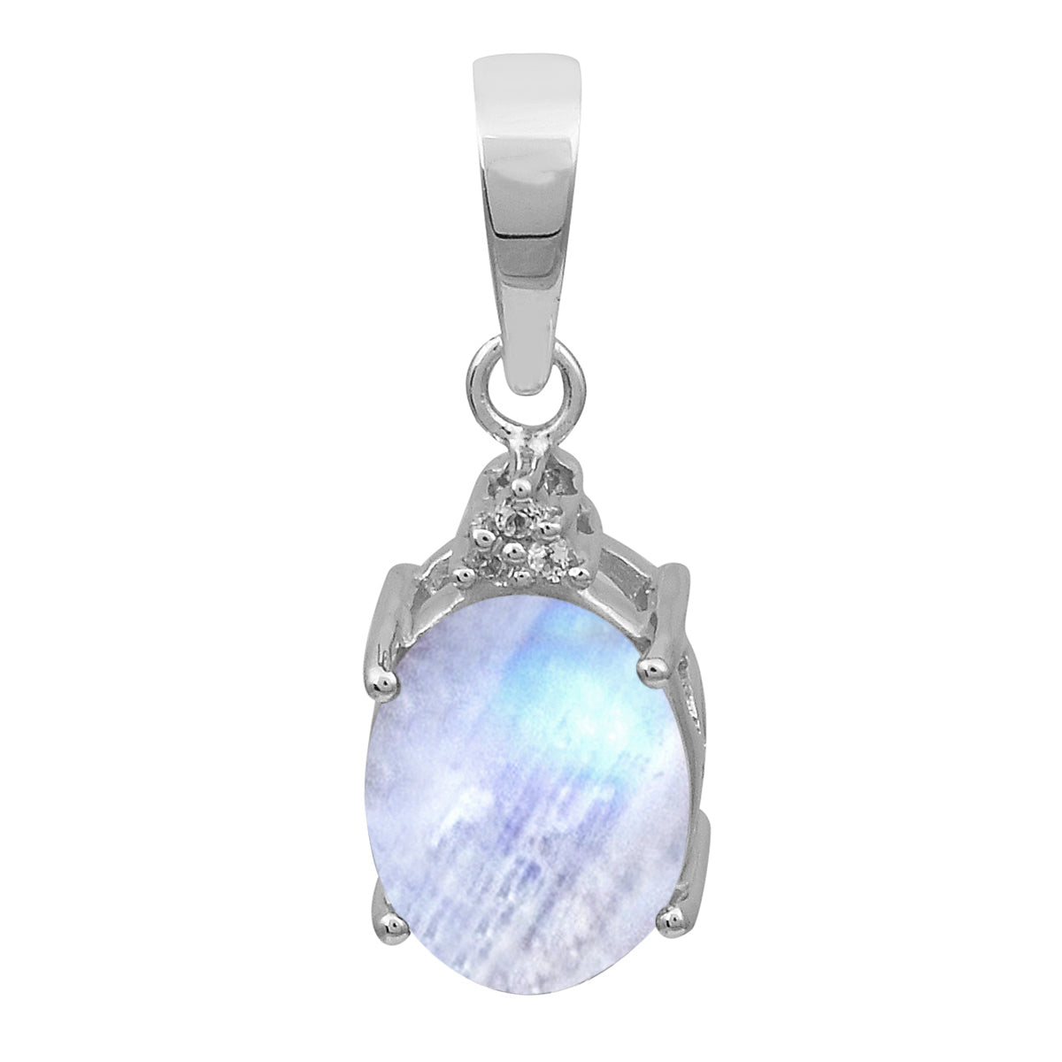 Oval Multi-Stone Solitaire Pendant – Sterling Silver