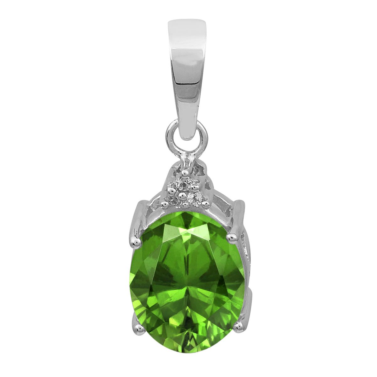 Oval Multi-Stone Solitaire Pendant – Sterling Silver