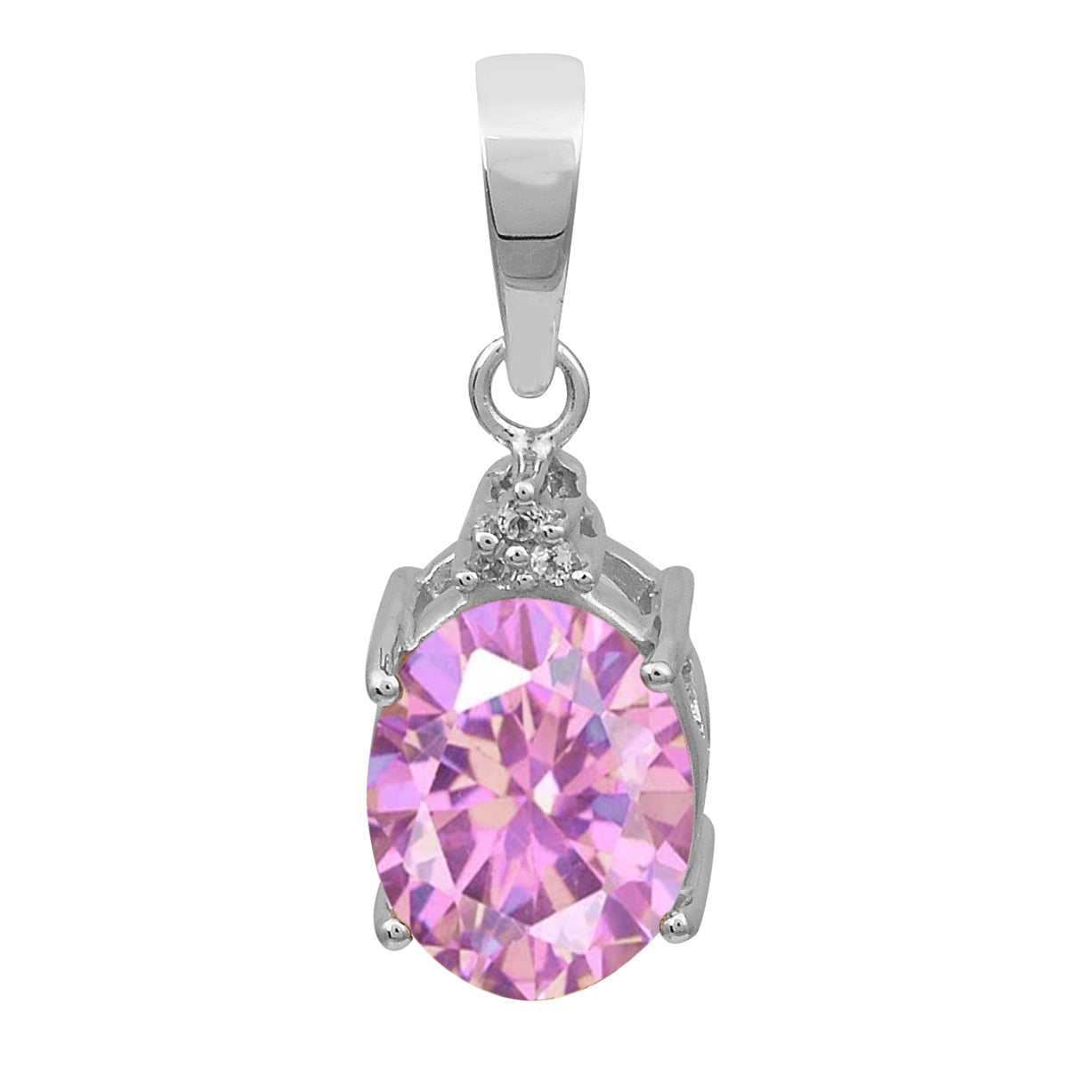 Oval Multi-Stone Solitaire Pendant – Sterling Silver