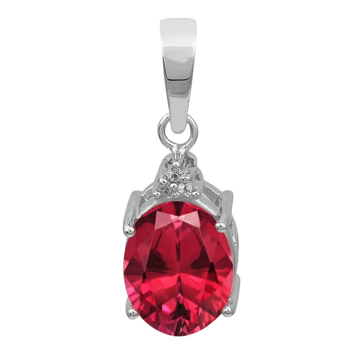 Oval Multi-Stone Solitaire Pendant – Sterling Silver