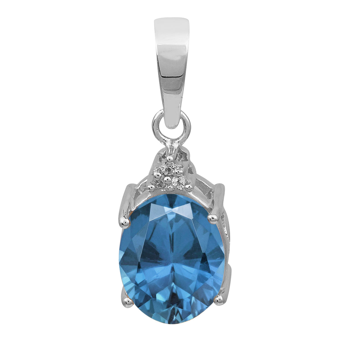 Oval Multi-Stone Solitaire Pendant – Sterling Silver