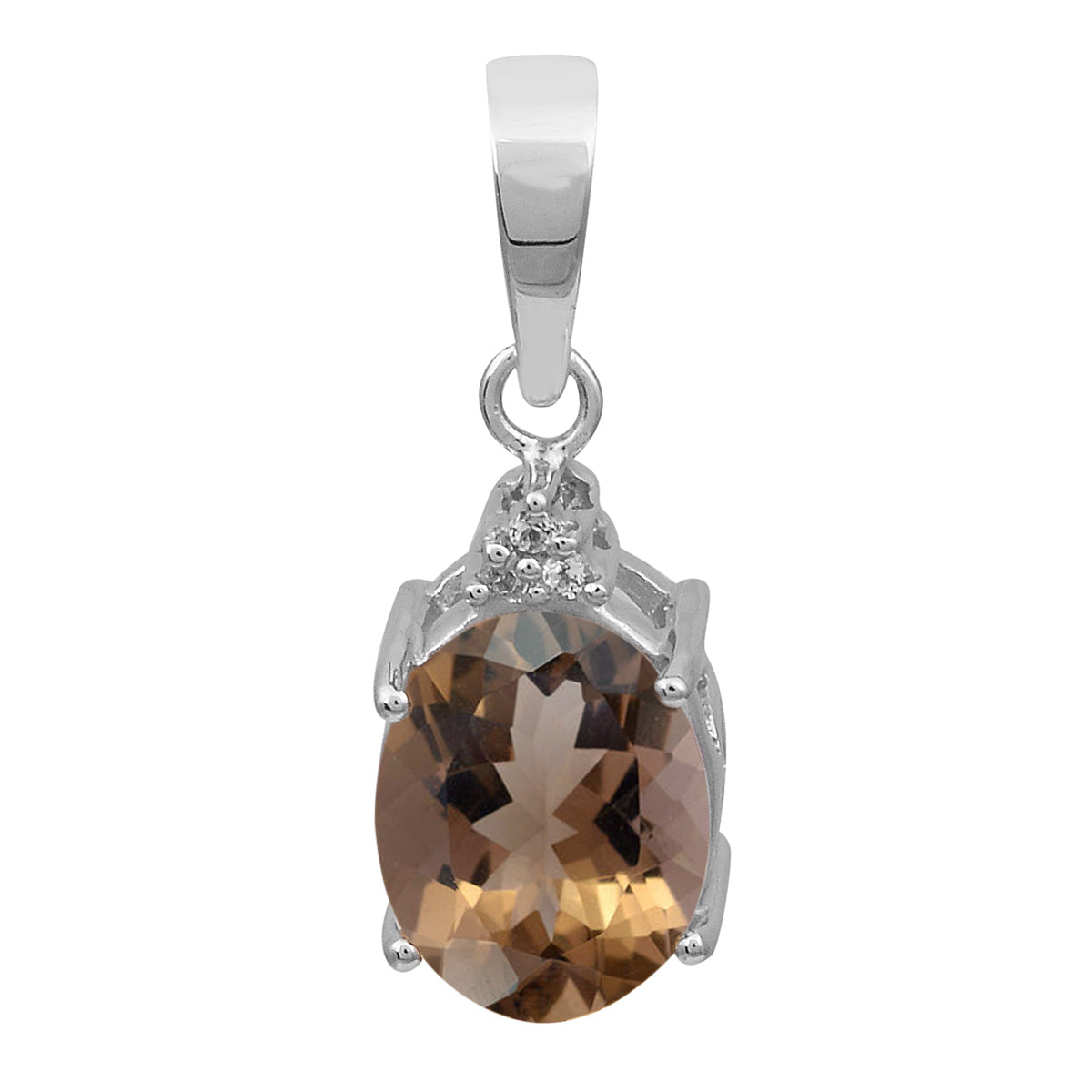 Oval Multi-Stone Solitaire Pendant – Sterling Silver