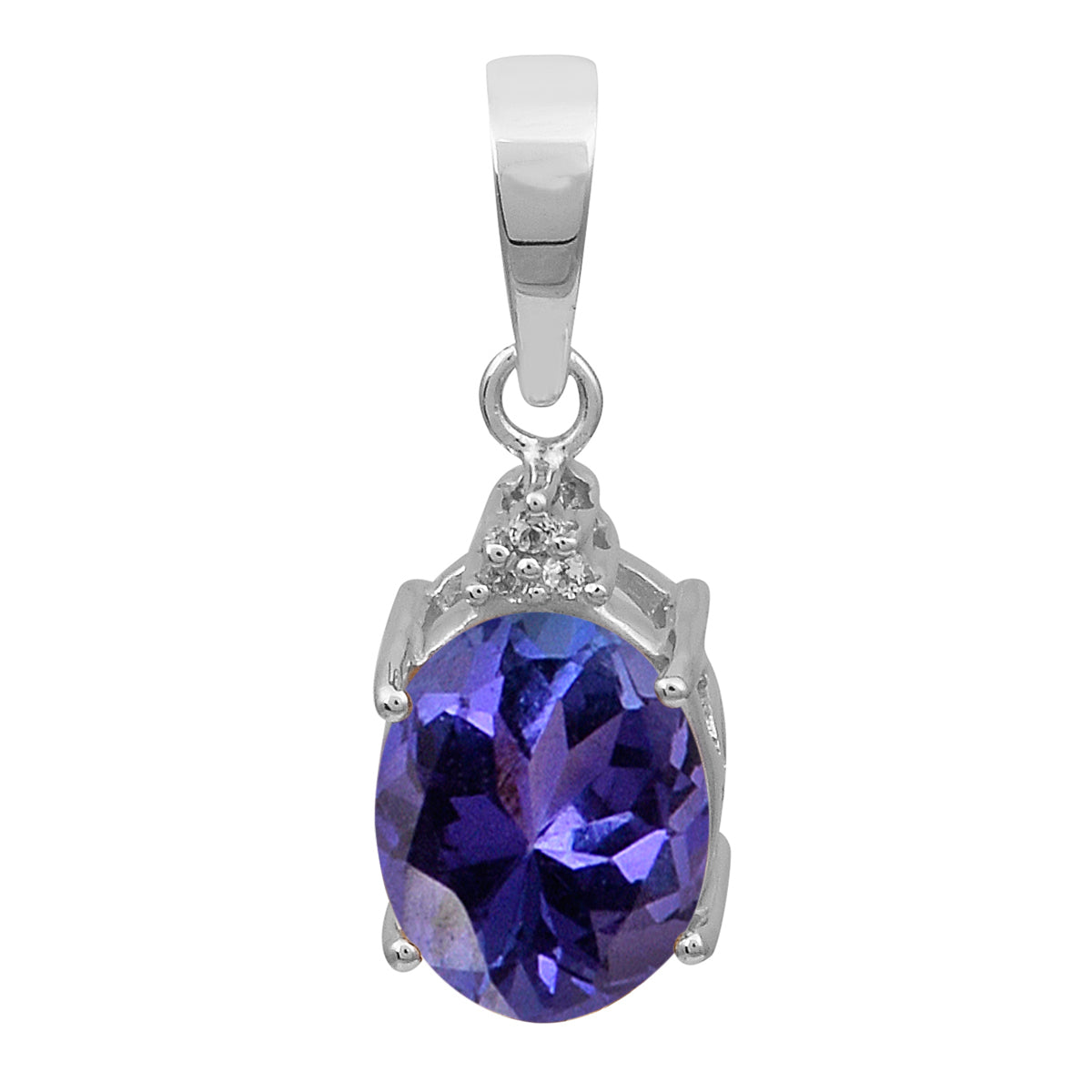 Oval Multi-Stone Solitaire Pendant – Sterling Silver