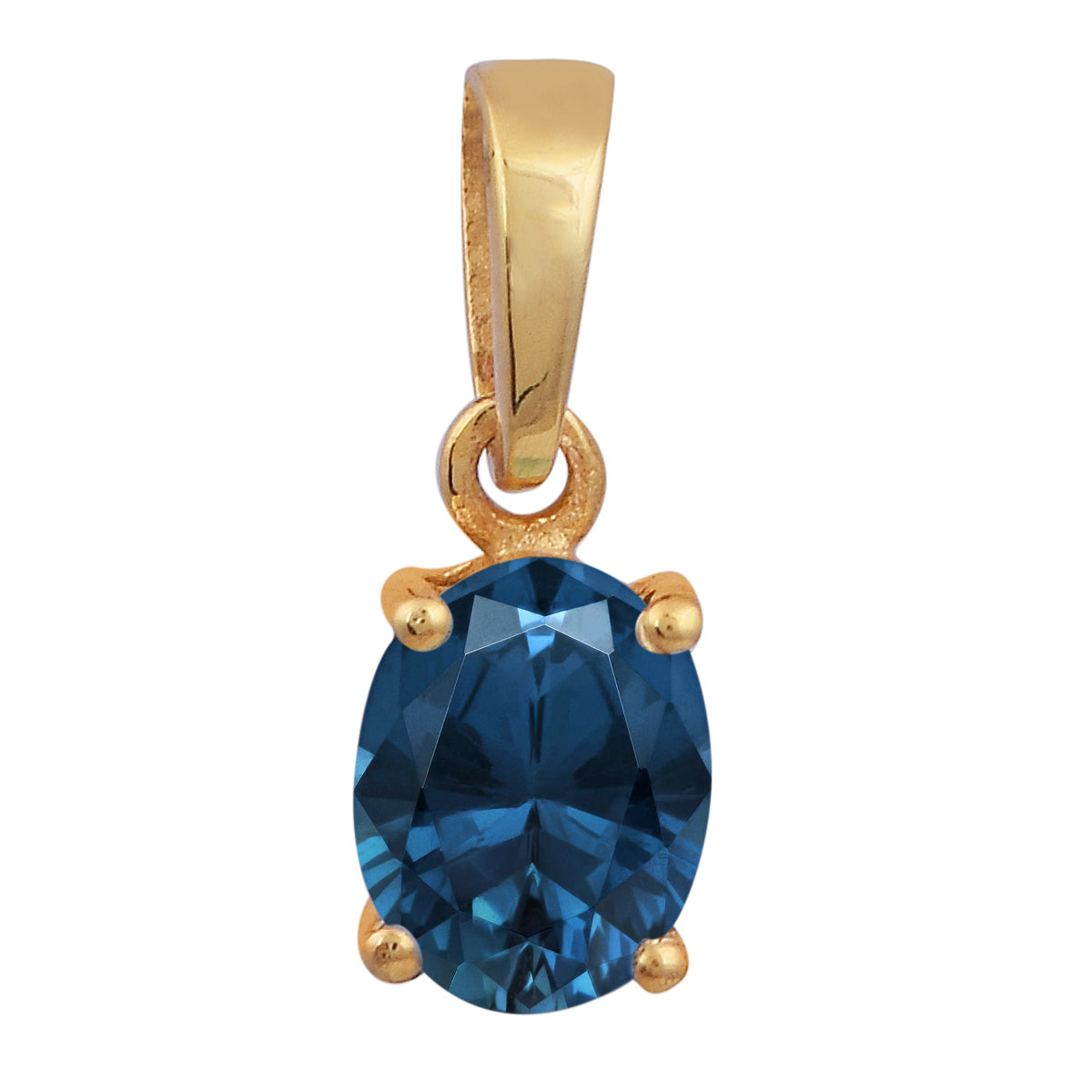 Multi Stone Oval Gemstone Pendant - Sterling Silver Gold Plated