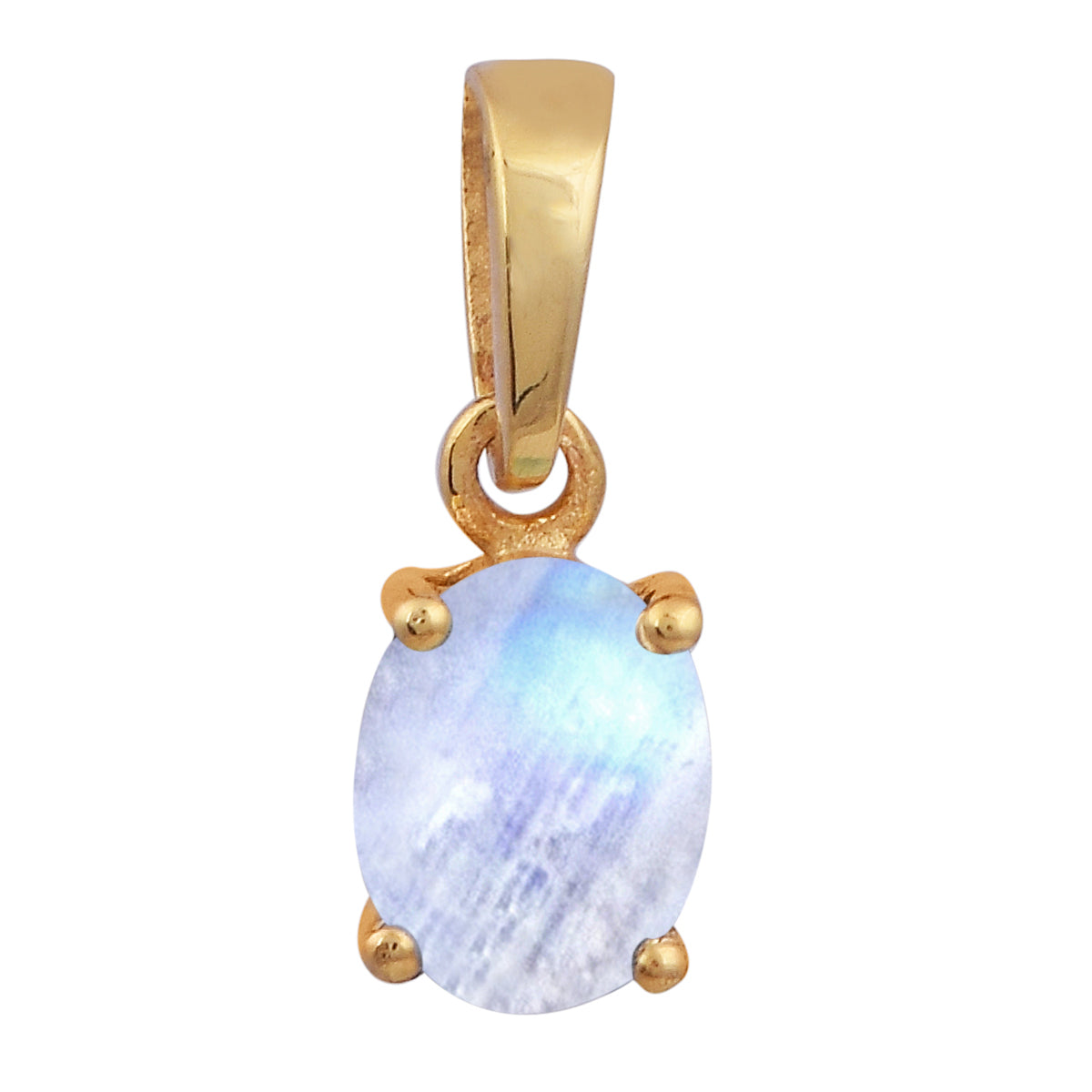 Multi Stone Oval Gemstone Pendant - Sterling Silver Gold Plated