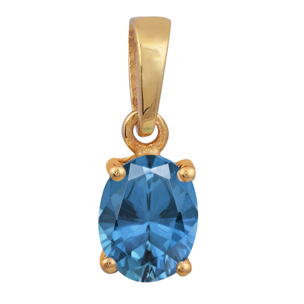 Multi Stone Oval Gemstone Pendant - Sterling Silver Gold Plated