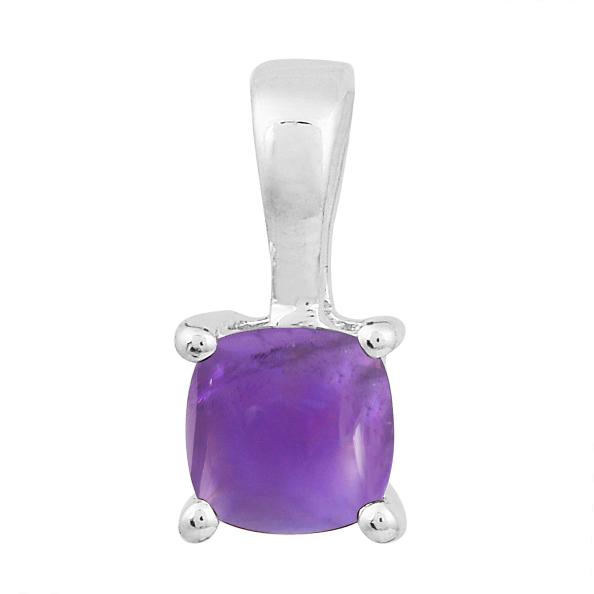 Multi Stone Cushion Solitaire Pendant - Sterling Silver