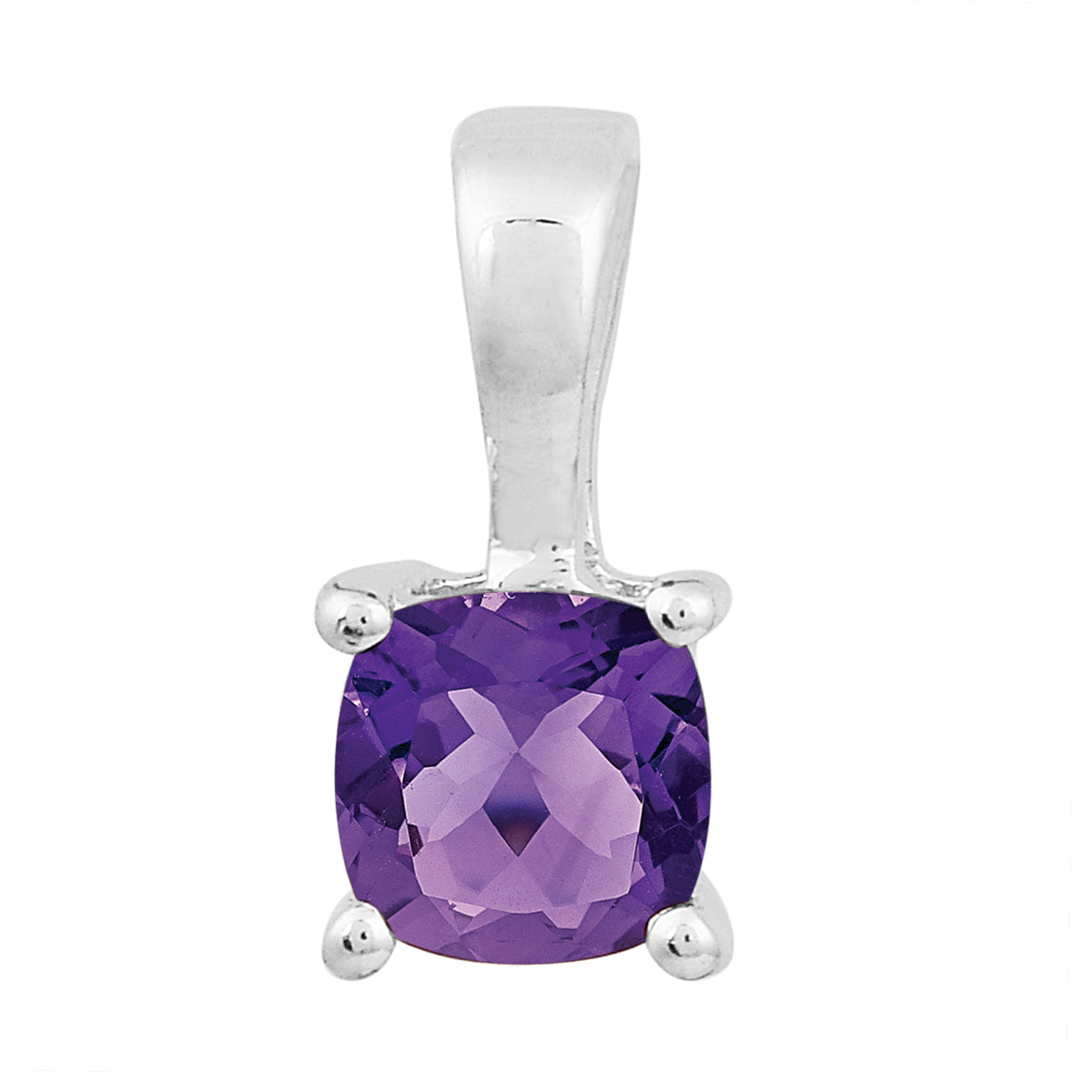 Multi Stone Cushion Solitaire Pendant - Sterling Silver