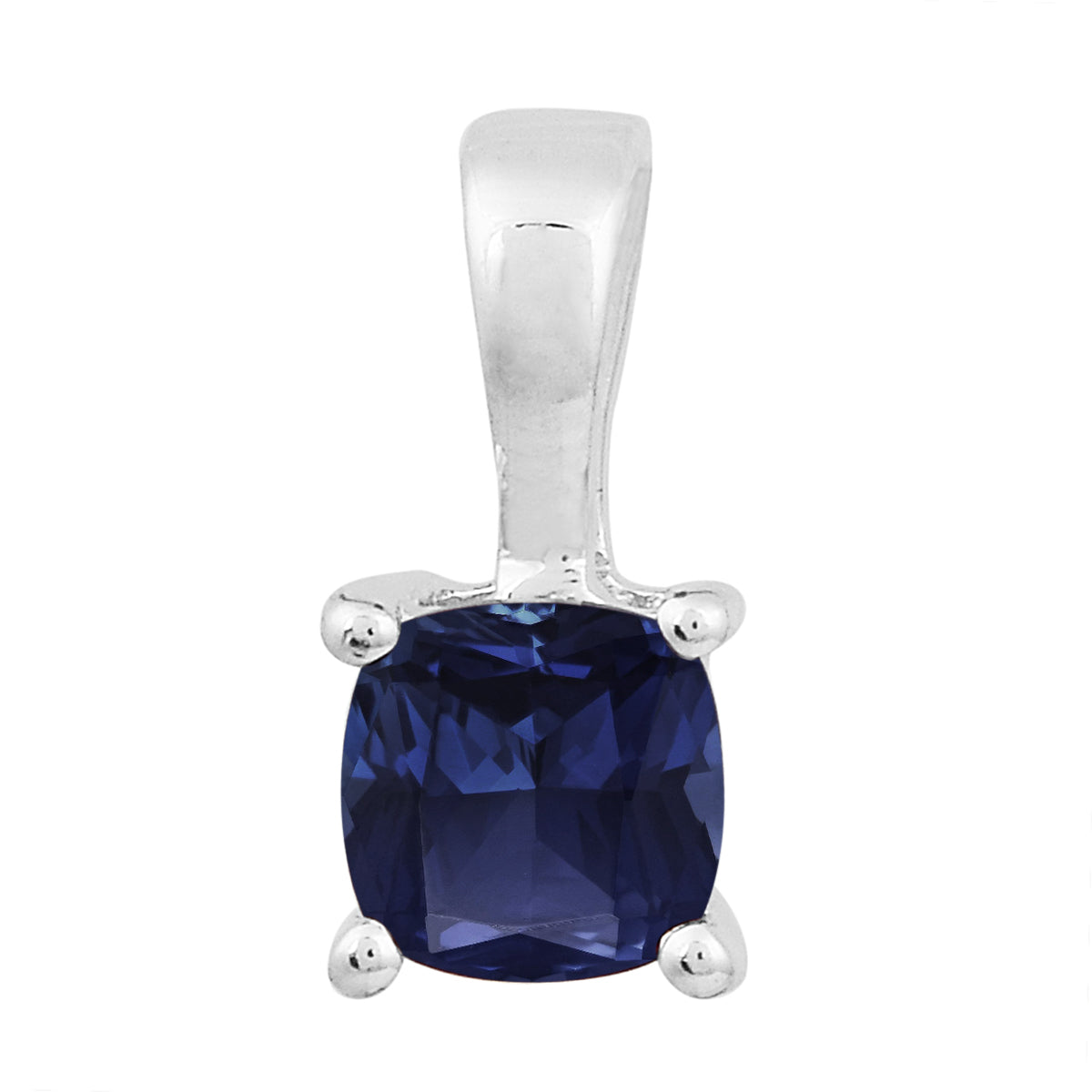 Multi Stone Cushion Solitaire Pendant - Sterling Silver