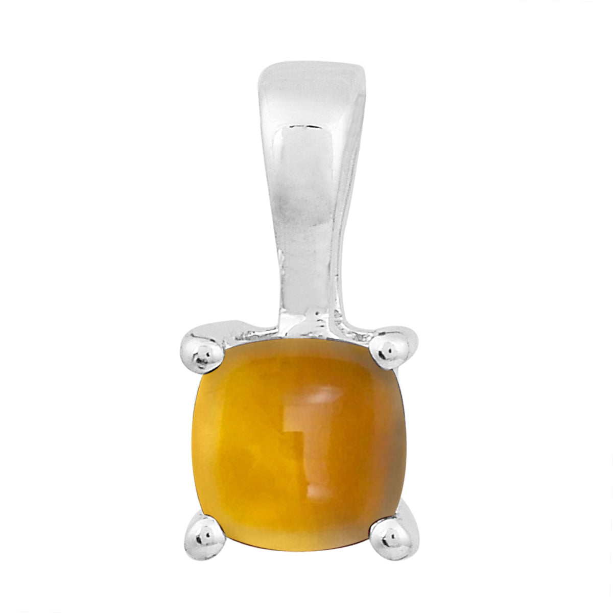 Multi Stone Cushion Solitaire Pendant - Sterling Silver