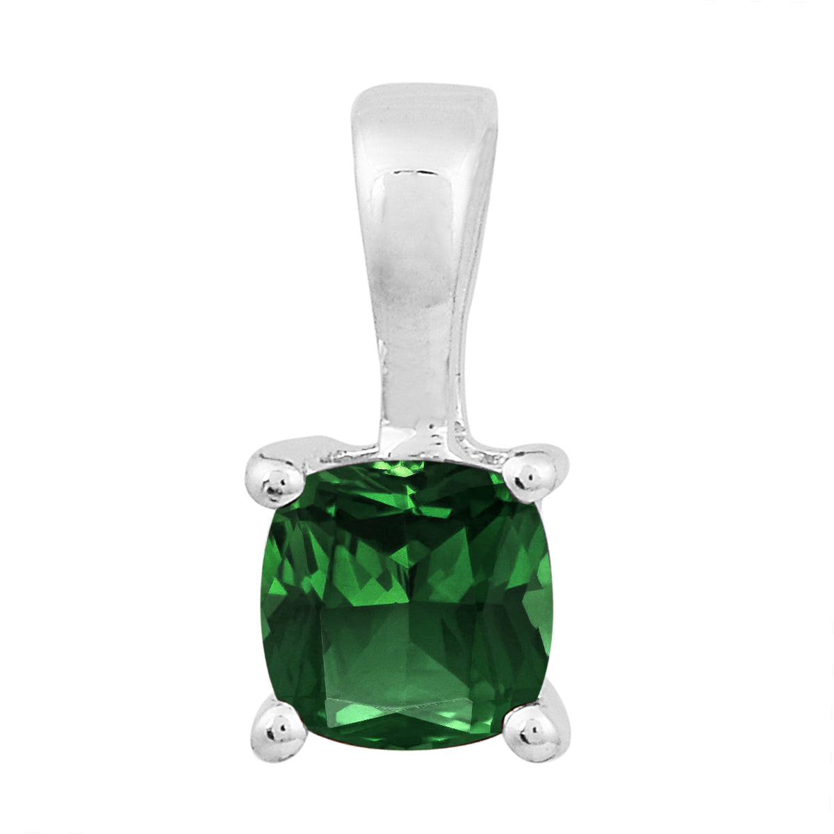 Multi Stone Cushion Solitaire Pendant - Sterling Silver