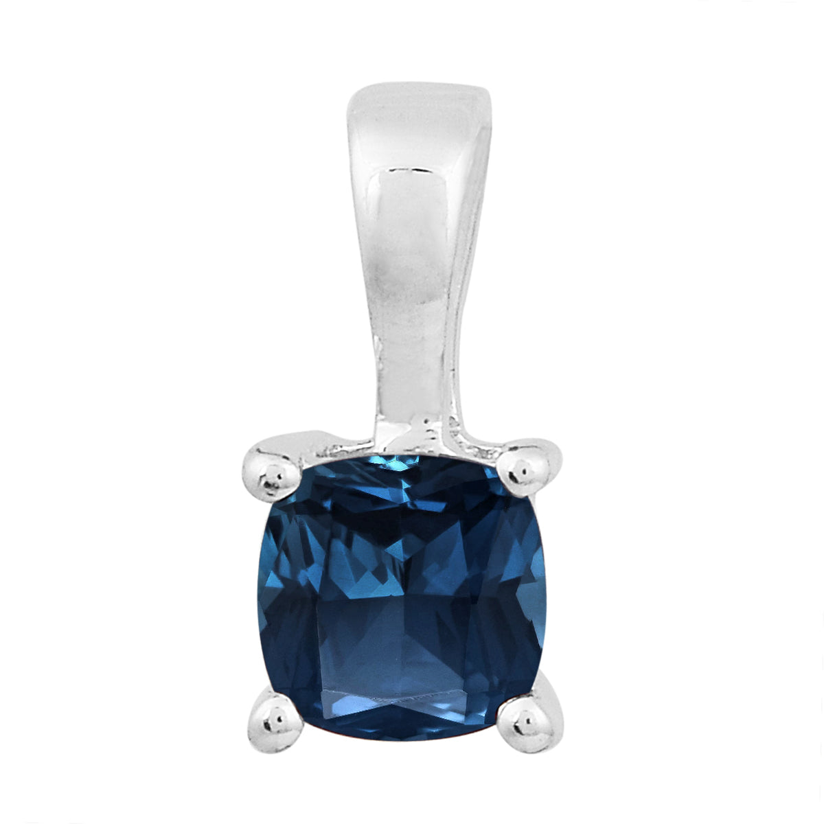 Multi Stone Cushion Solitaire Pendant - Sterling Silver