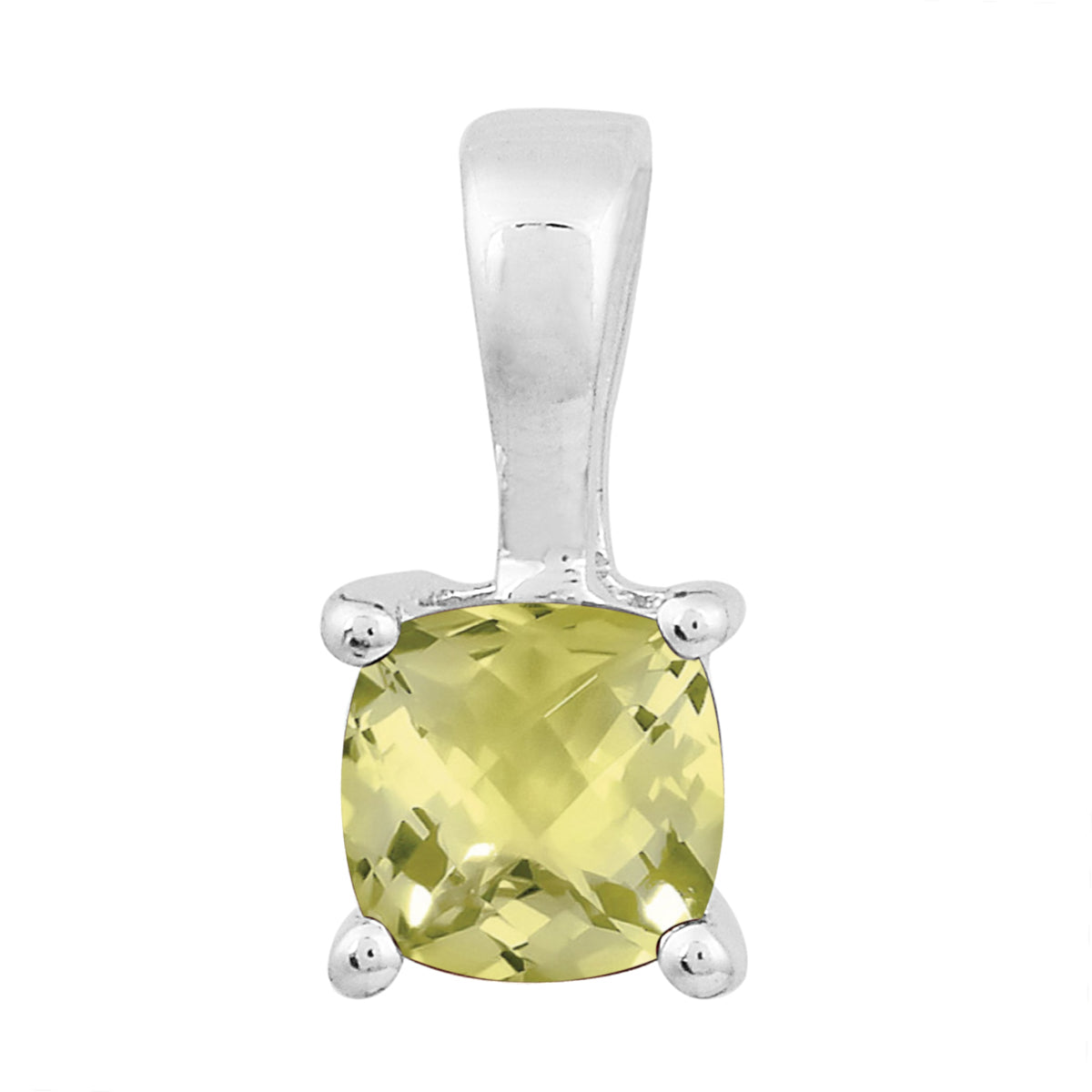 Multi Stone Cushion Solitaire Pendant - Sterling Silver