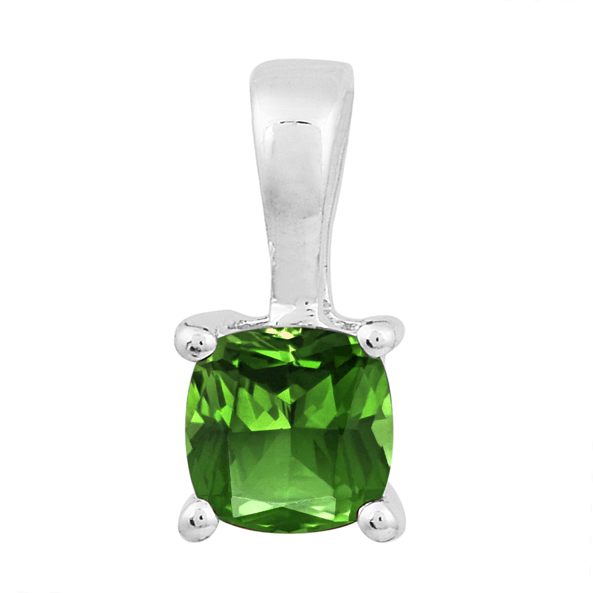Multi Stone Cushion Solitaire Pendant - Sterling Silver