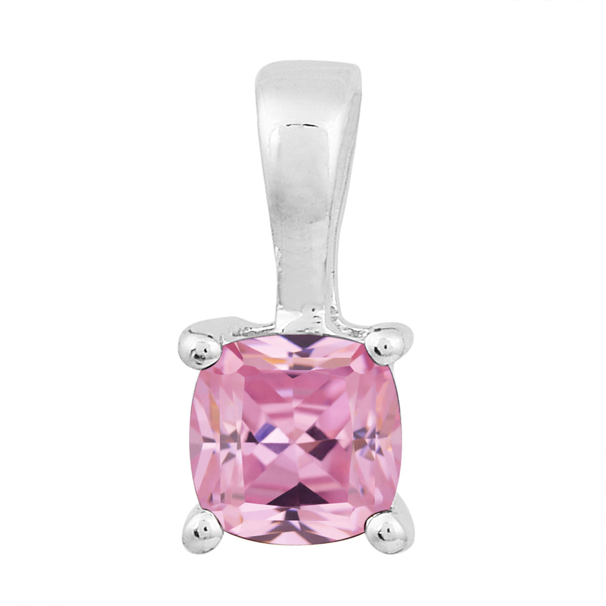 Multi Stone Cushion Solitaire Pendant - Sterling Silver