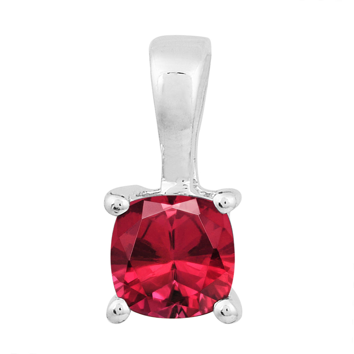 Multi Stone Cushion Solitaire Pendant - Sterling Silver