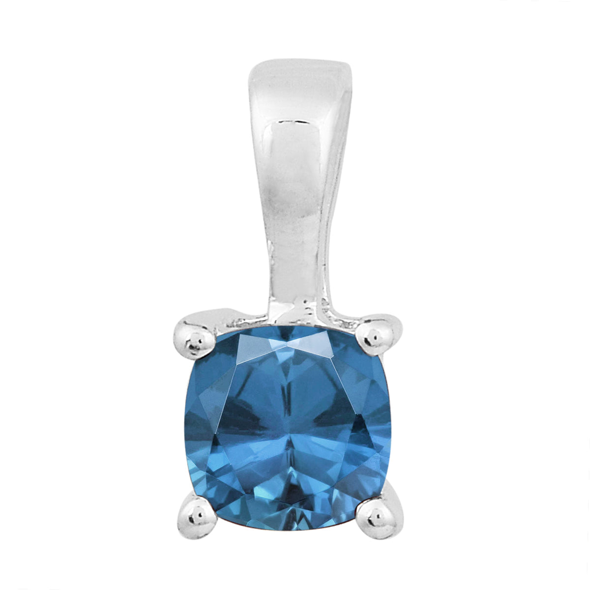 Multi Stone Cushion Solitaire Pendant - Sterling Silver