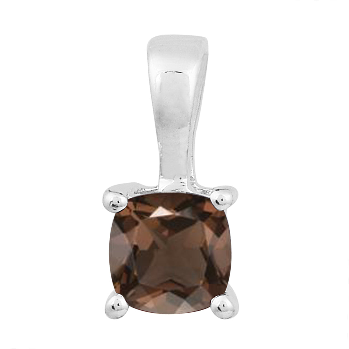 Multi Stone Cushion Solitaire Pendant - Sterling Silver
