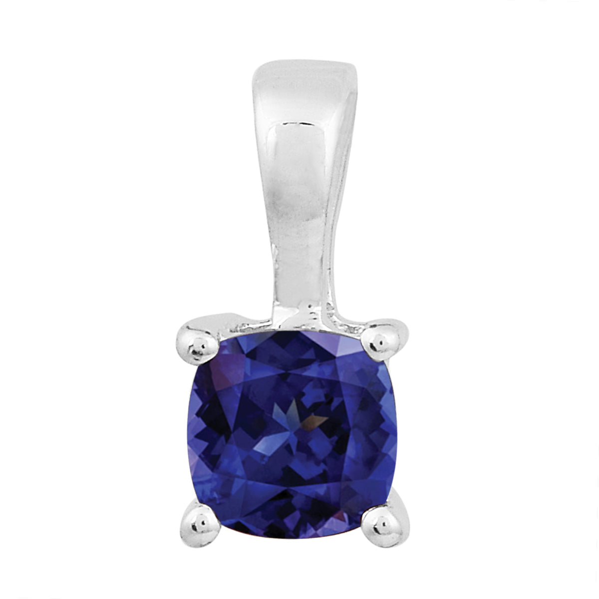 Multi Stone Cushion Solitaire Pendant - Sterling Silver