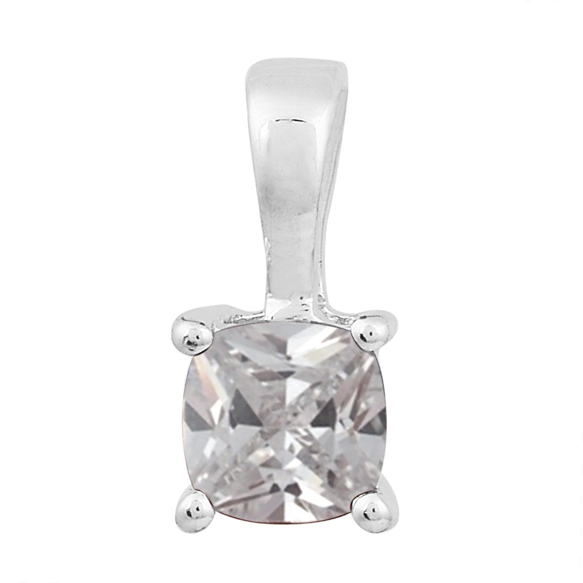 Multi Stone Cushion Solitaire Pendant - Sterling Silver