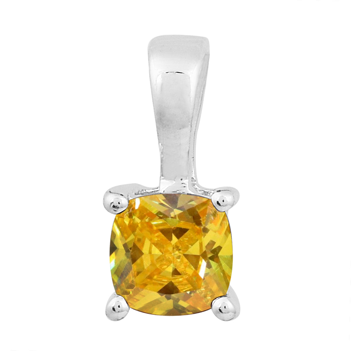 Multi Stone Cushion Solitaire Pendant - Sterling Silver