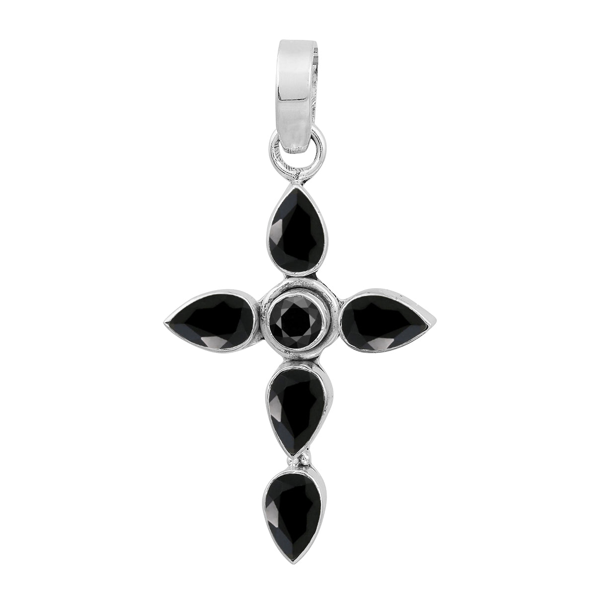 Multi Stone Cross Pendant -Sterling Silver