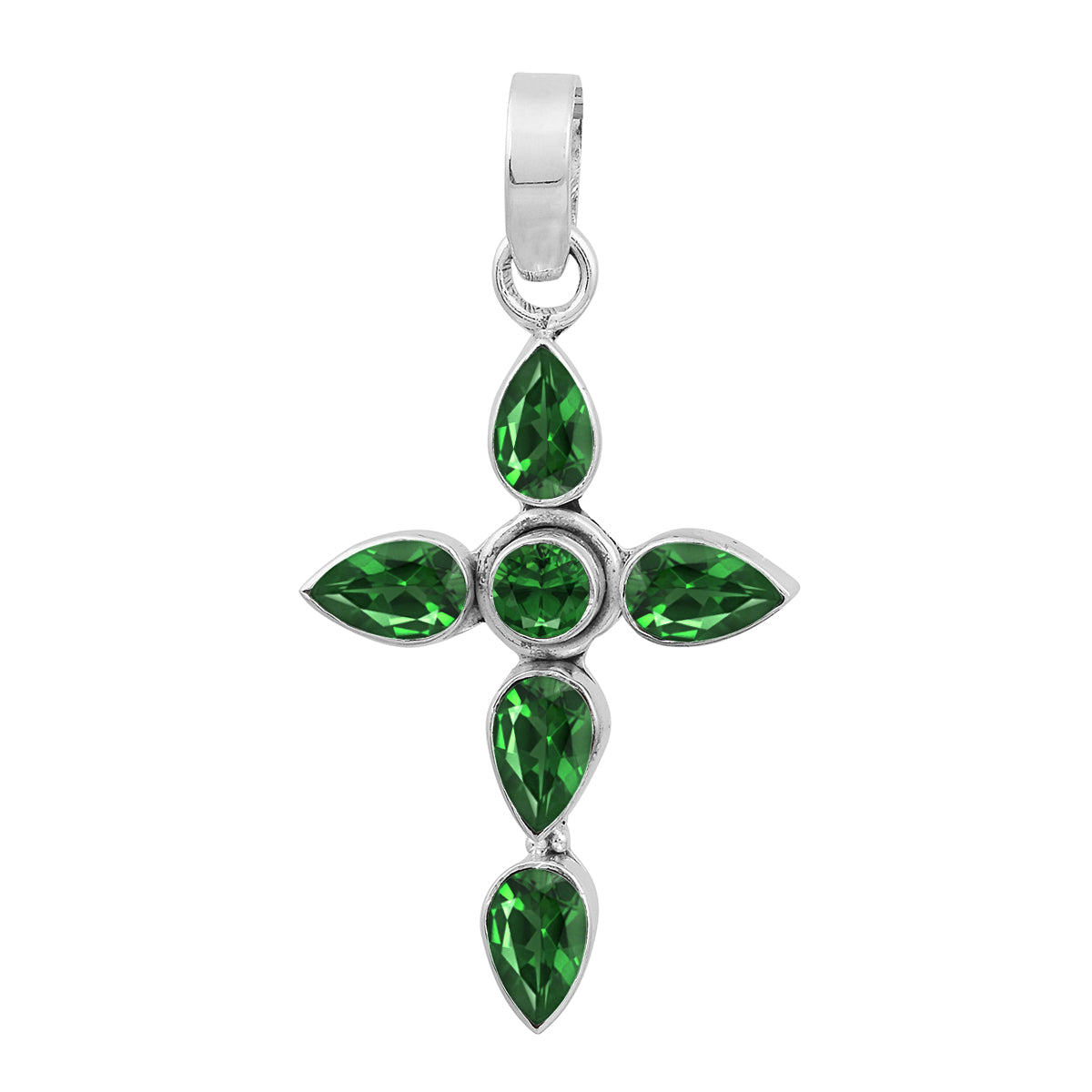 Multi Stone Cross Pendant -Sterling Silver