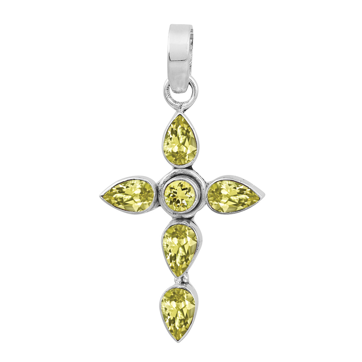 Multi Stone Cross Pendant -Sterling Silver