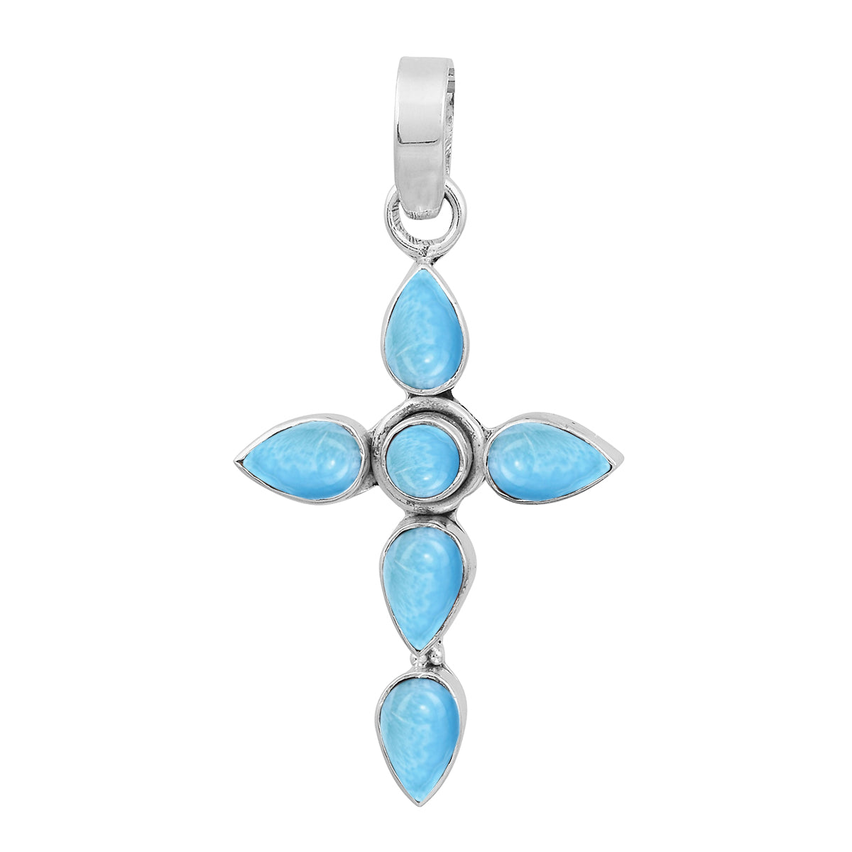 Multi Stone Cross Pendant -Sterling Silver