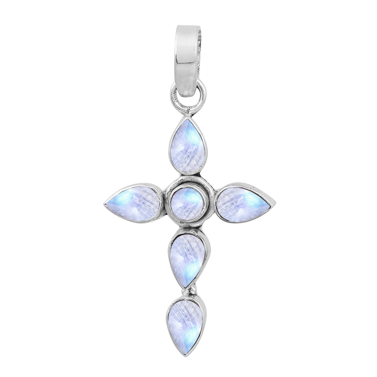 Multi Stone Cross Pendant -Sterling Silver