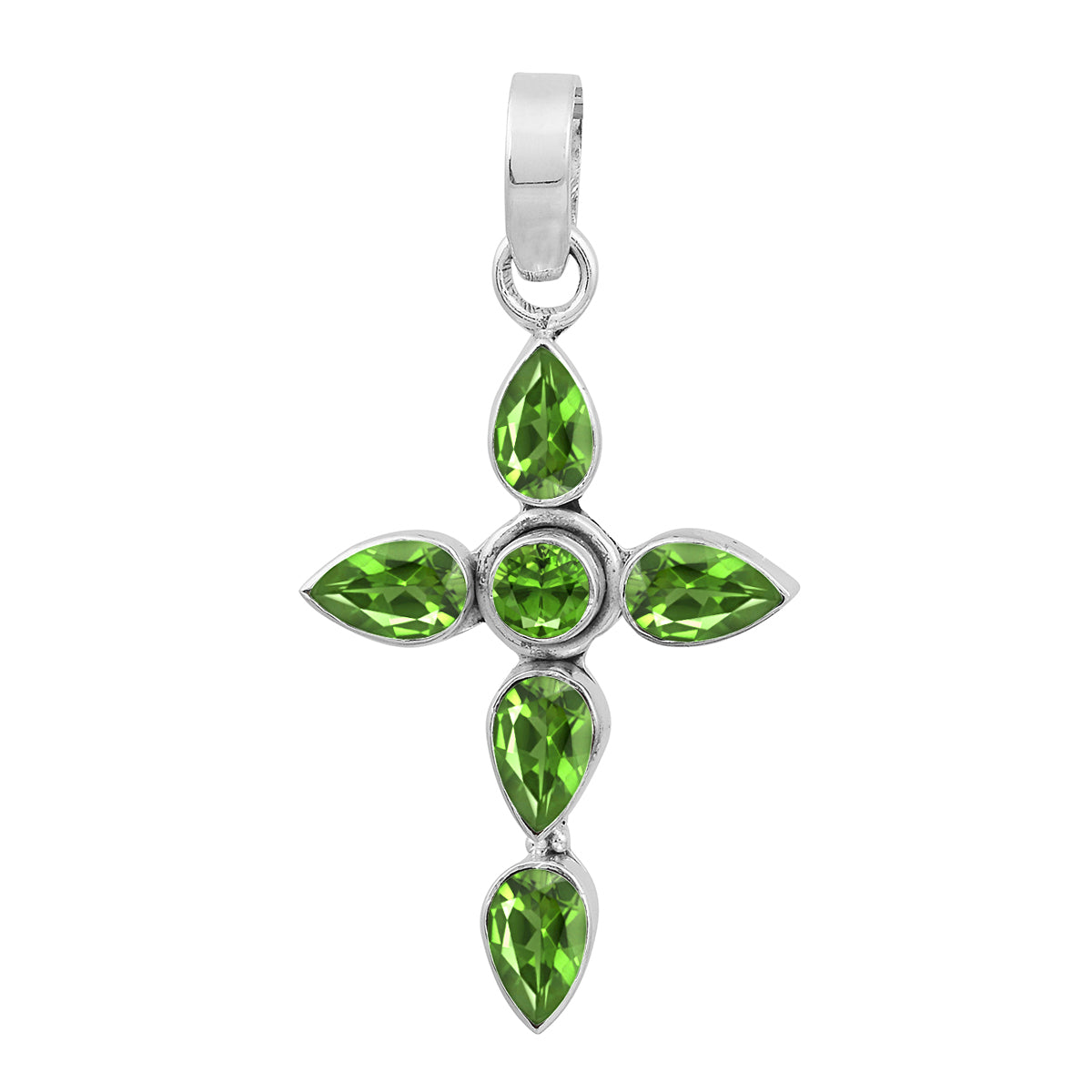 Multi Stone Cross Pendant -Sterling Silver