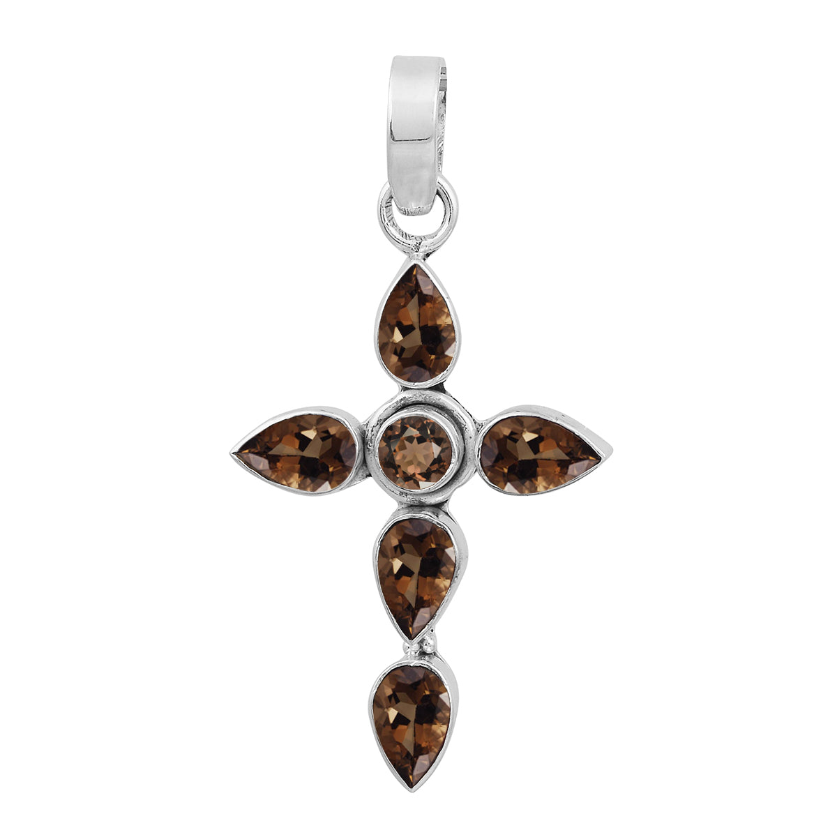 Multi Stone Cross Pendant -Sterling Silver
