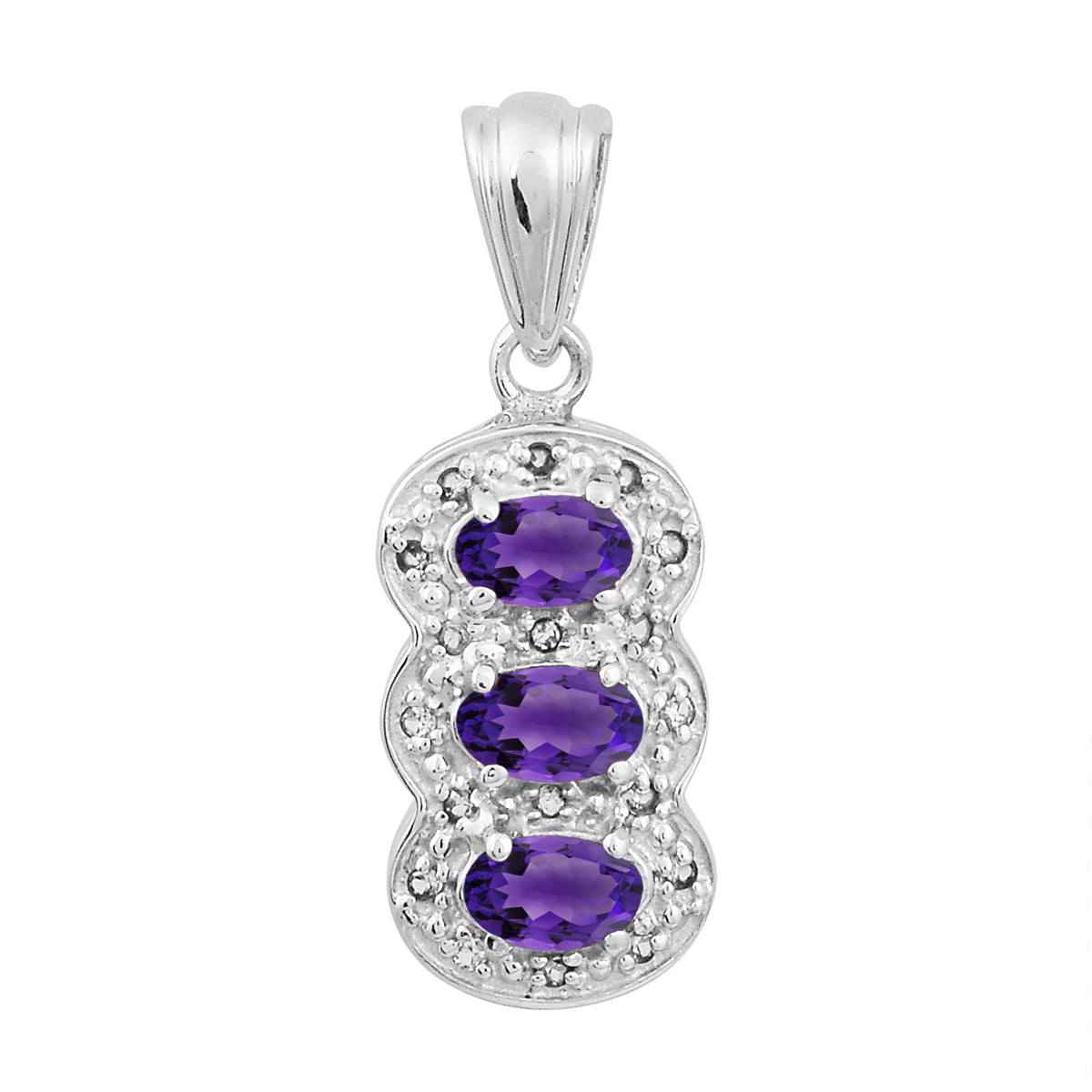 Multi Stone Three Gemstone Pendant - Sterling Silver