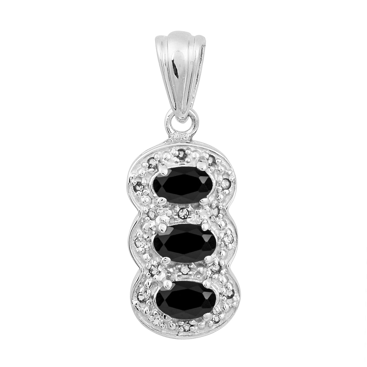 Multi Stone Three Gemstone Pendant - Sterling Silver