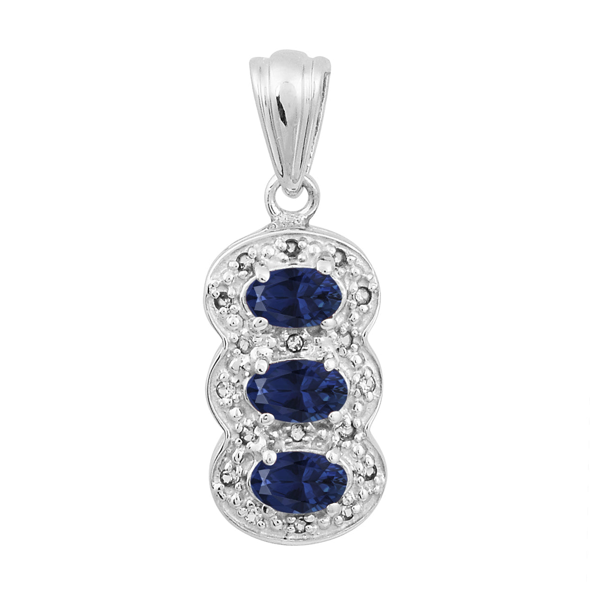 Multi Stone Three Gemstone Pendant - Sterling Silver
