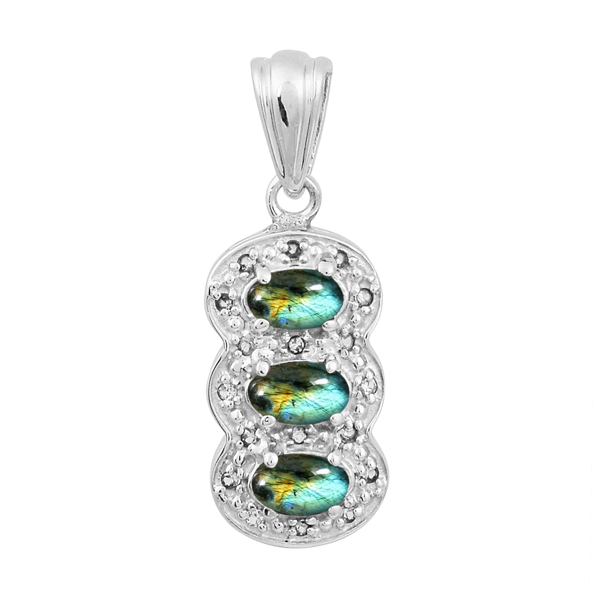 Multi Stone Three Gemstone Pendant - Sterling Silver