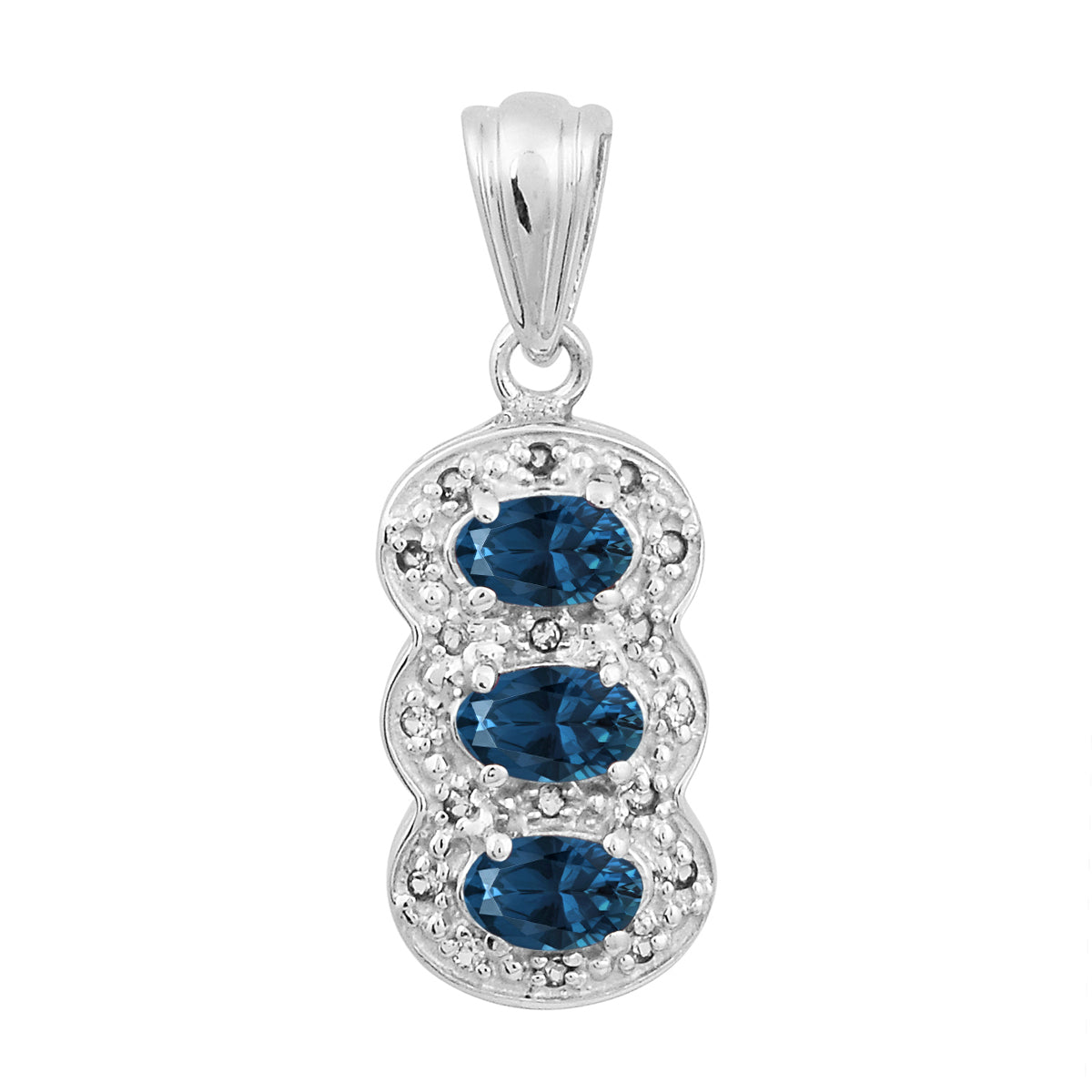 Multi Stone Three Gemstone Pendant - Sterling Silver