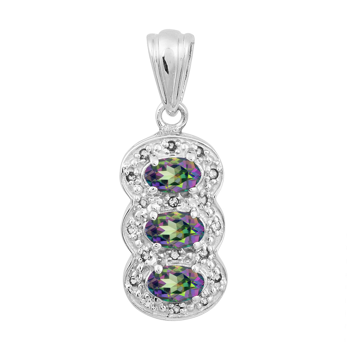 Multi Stone Three Gemstone Pendant - Sterling Silver