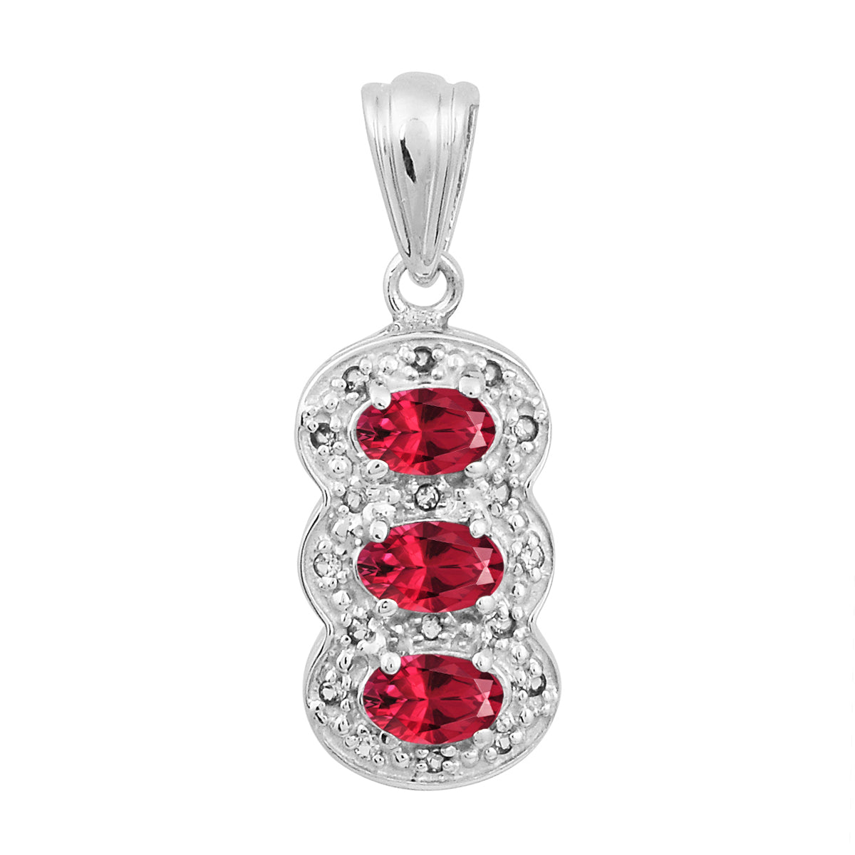 Multi Stone Three Gemstone Pendant - Sterling Silver