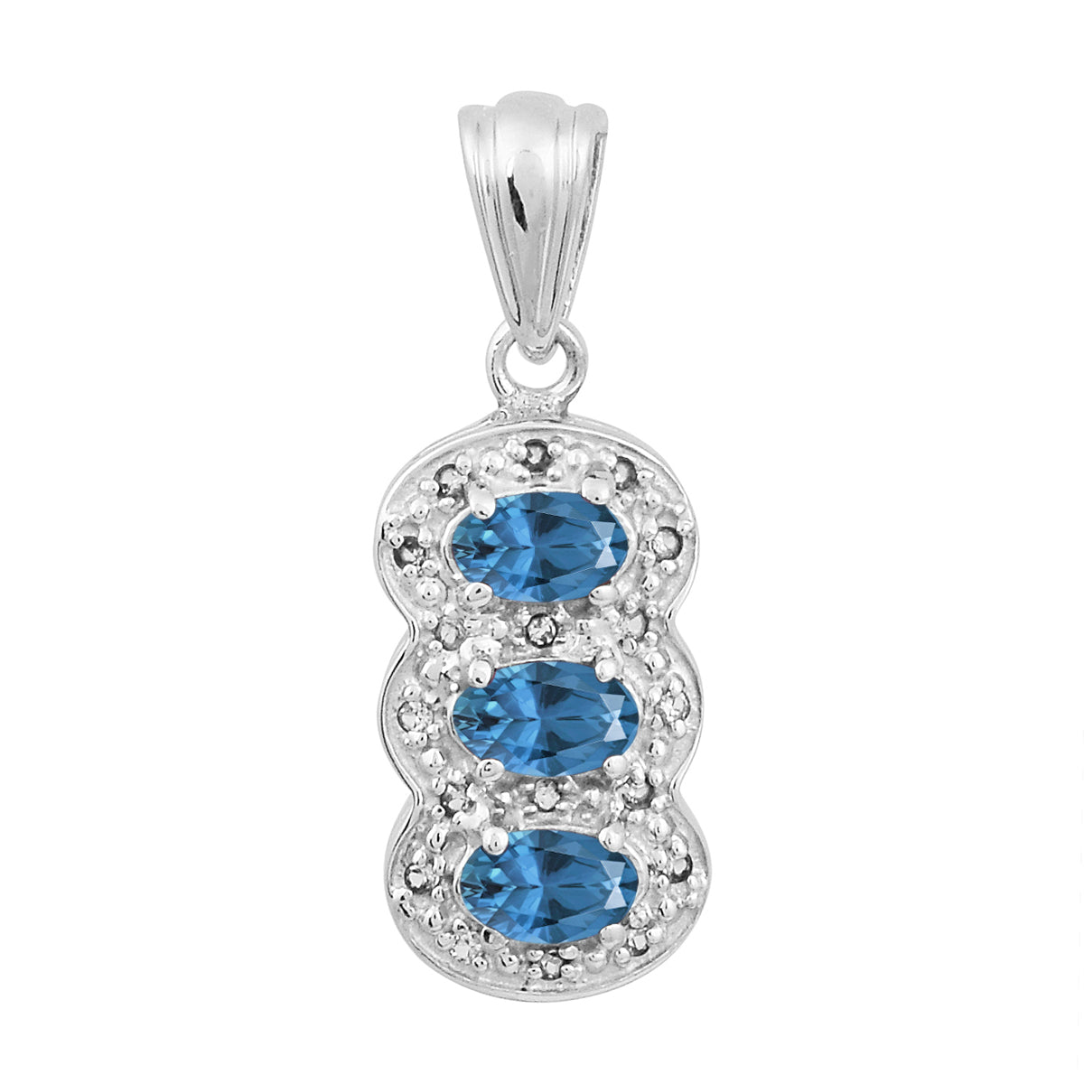 Multi Stone Three Gemstone Pendant - Sterling Silver