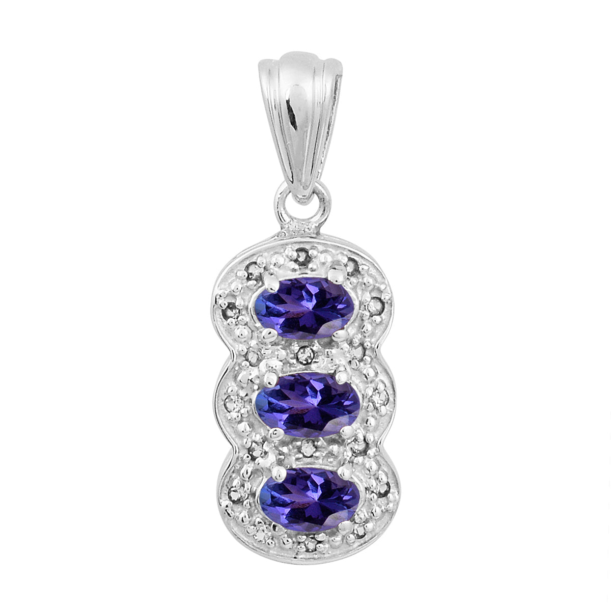 Multi Stone Three Gemstone Pendant - Sterling Silver