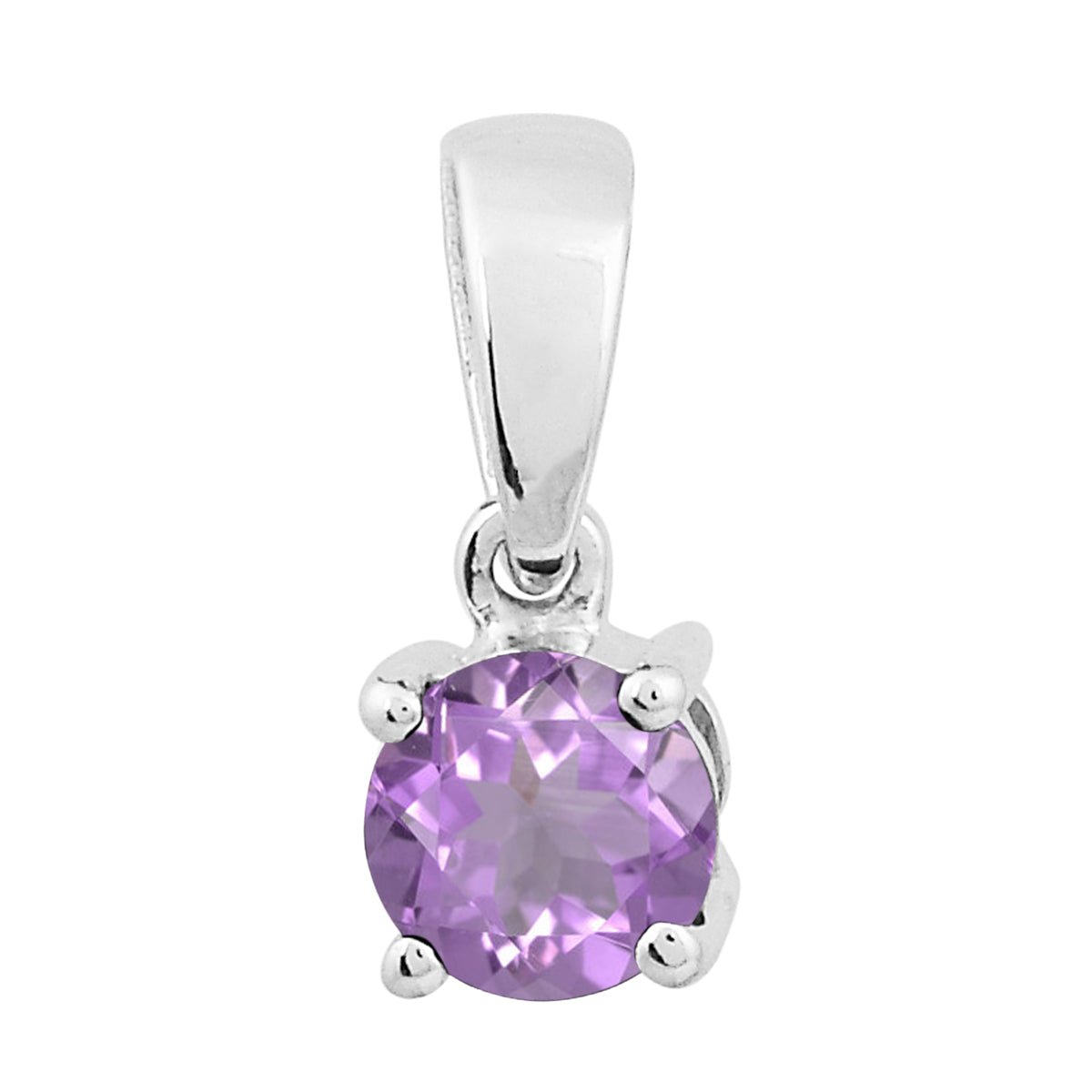 Multi Stone 5MM Round Solitaire Pendant - Sterling Silver