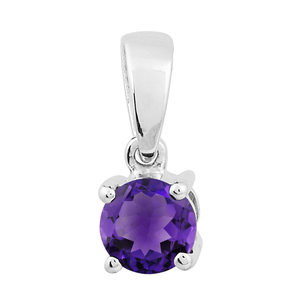 Multi Stone 5MM Round Solitaire Pendant - Sterling Silver