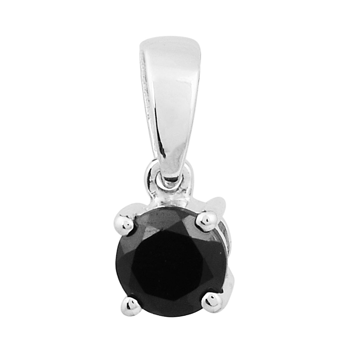 Multi Stone 5MM Round Solitaire Pendant - Sterling Silver
