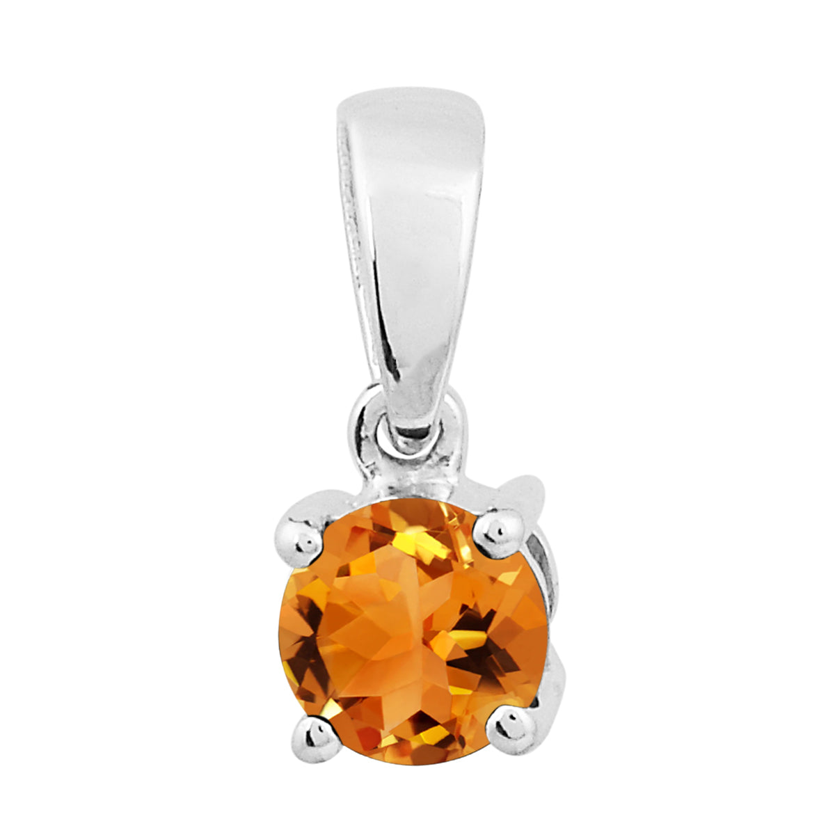 Multi Stone 5MM Round Solitaire Pendant - Sterling Silver