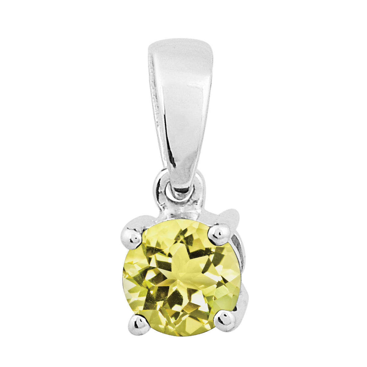 Multi Stone 5MM Round Solitaire Pendant - Sterling Silver