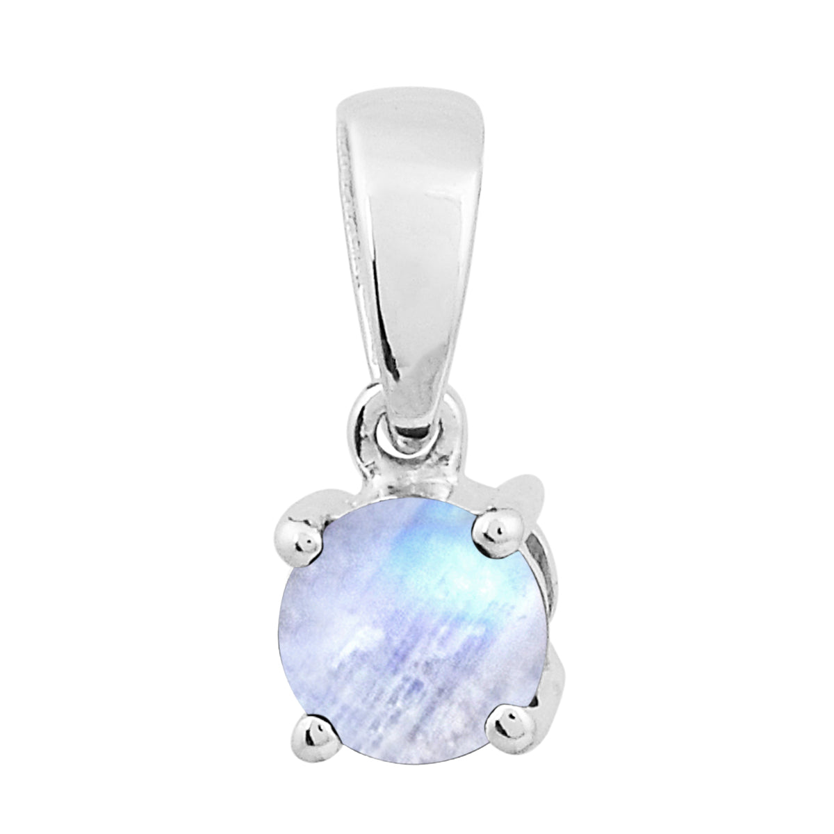 Multi Stone 5MM Round Solitaire Pendant - Sterling Silver