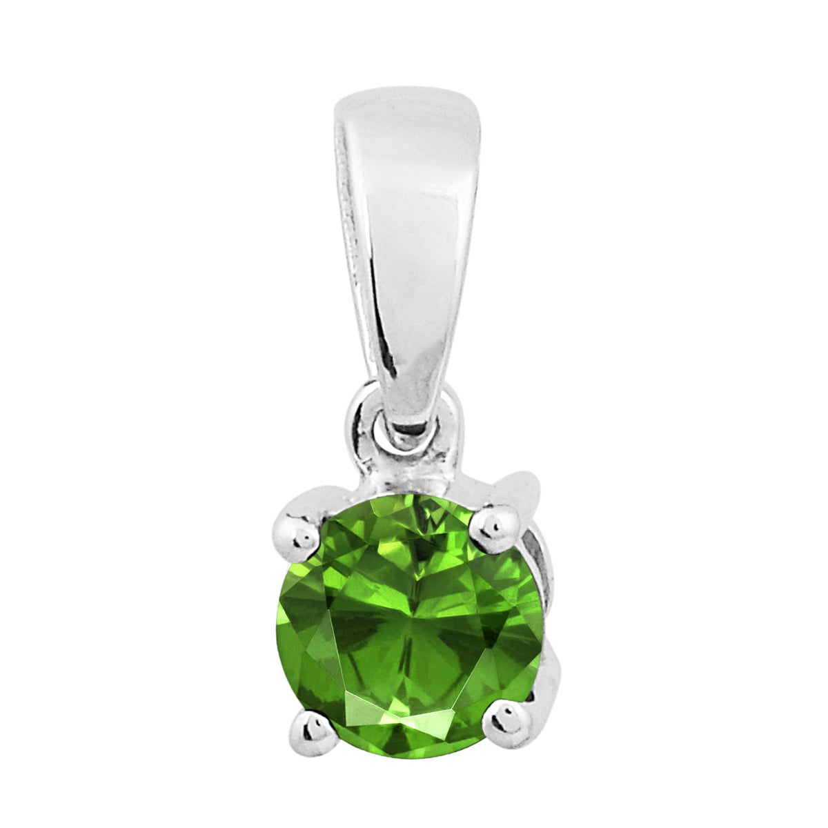 Multi Stone 5MM Round Solitaire Pendant - Sterling Silver